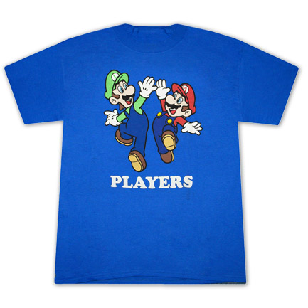 Mario and Luigi Fan T Shirt Blue