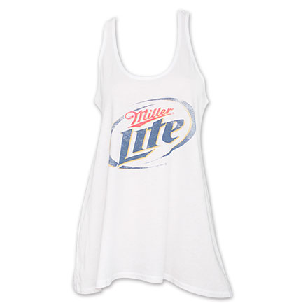 Miller Lite Loose-Fitting Ladies Tank Top Shirt - White