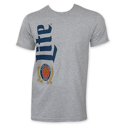 Miller Lite Men's Grey Vertical Logo T-Shirt