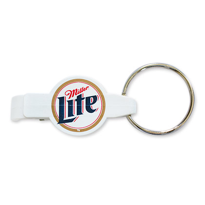 Miller Lite Logo Plastic White Keychain Bottle Opener