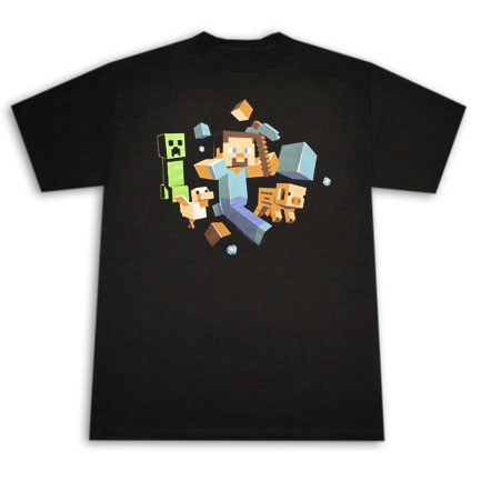 Minecraft Run Away T Shirt - Black