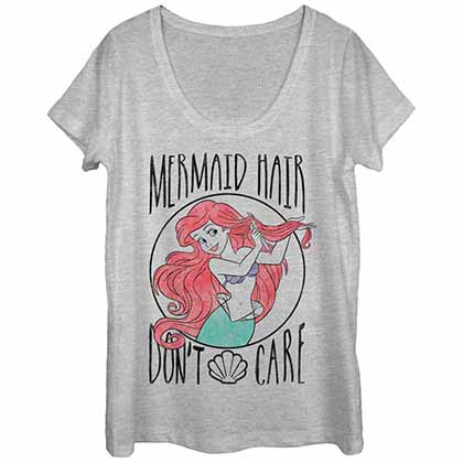Disney Princesses Mermaid Hair Gray Juniors T-Shirt