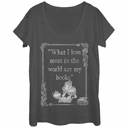 Disney Princesses Book Lover Gray Juniors T-Shirt