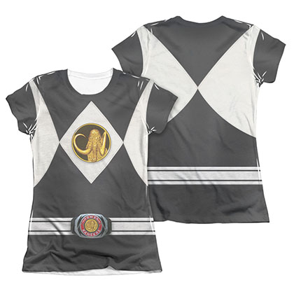 Power Rangers Emblem Costume Black Sublimation Juniors T-Shirt