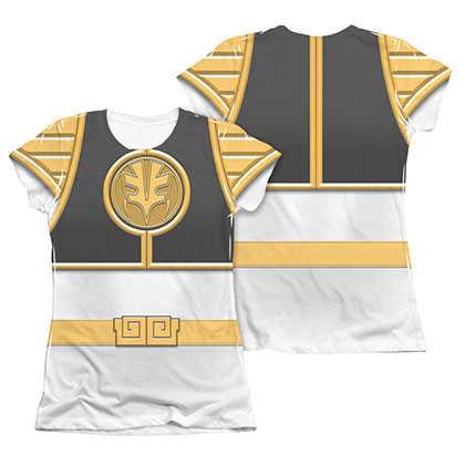 Power Rangers Juniors White Sublimation Emblem Costume Tee Shirt
