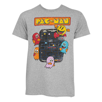 Pacman Classic Arcade Grey Tshirt