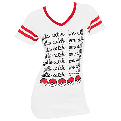 Pokemon Catch Em All Juniors V Neck Tee Shirt