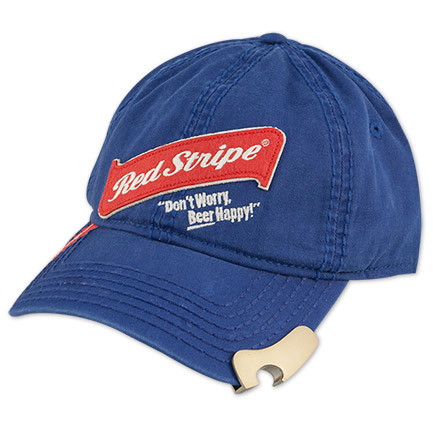 Red Stripe Logo Bottle Opener Hat - Blue