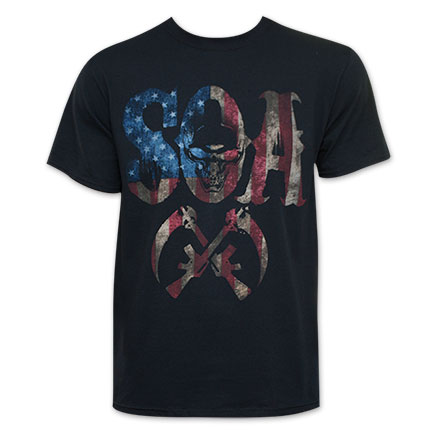 Sons Of Anarchy Men's Black American Flag SOA Logo T-Shirt