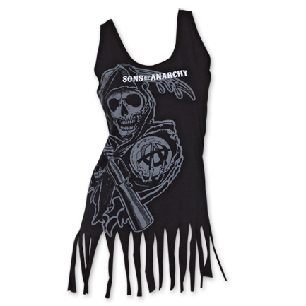 Sons of Anarchy Faded Logo Reaper Tassels Womens' Tank Top - Black
