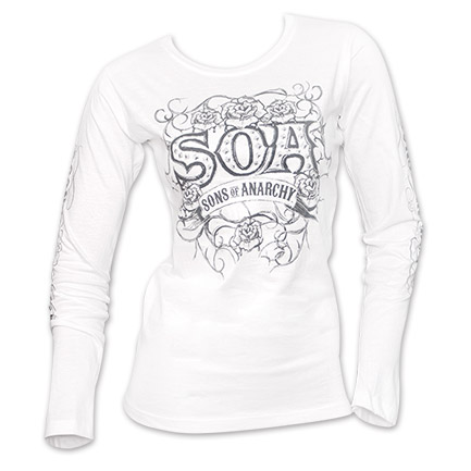 Sons Of Anarchy Roses Tattoo Long Sleeve Ladies TShirt - White