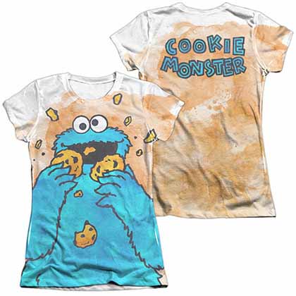 Sesame Street Cookie Crumbs  White 2-Sided Juniors Sublimation T-Shirt