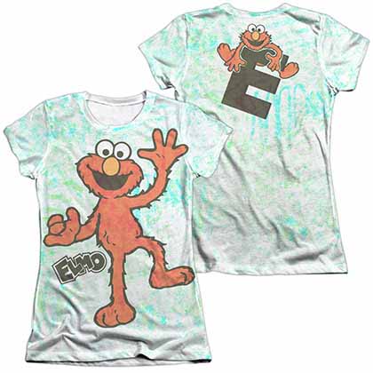 Sesame Street Elmo Scribble  White 2-Sided Juniors Sublimation T-Shirt