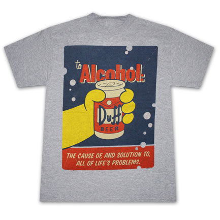 The Simpsons Duff Beer Cause and Solution T Shirt Gray