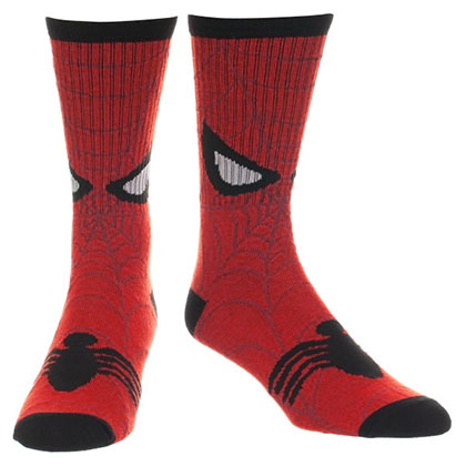 Spiderman Mask Print Men's Red Socks