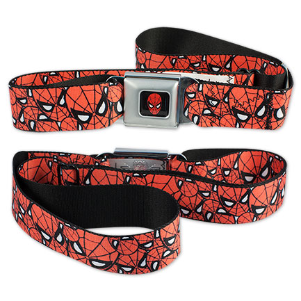 Spiderman Face Seatbelt Adjustable Belt - Red
