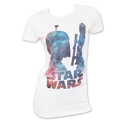 Star Wars White Women's Galaxy Boba Fett Tee Shirt