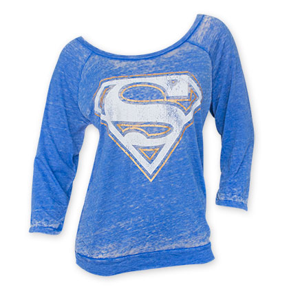 Superman Burnout Women's Blue Shirt