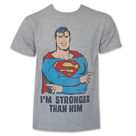 Superman Men's Grey I'm Strong Than Him T-Shirt
