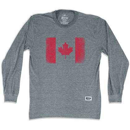 Canada Vintage Flag Soccer Long Sleeve Gray T-Shirt