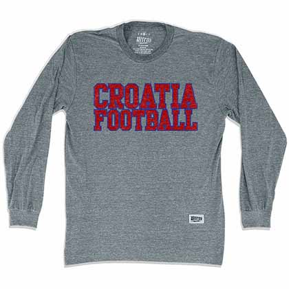 Croatia Nations Soccer Long Sleeve Gray T-Shirt