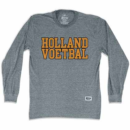 Holland Voetbal Vintage Soccer Long Sleeve Gray T-Shirt
