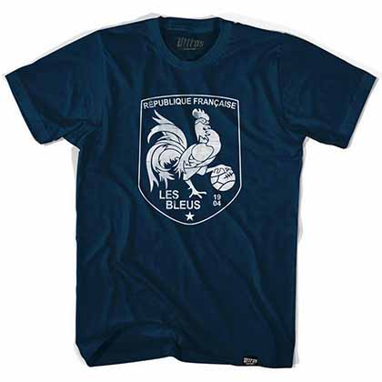France Republic Rooster Shield Soccer Blue T-Shirt