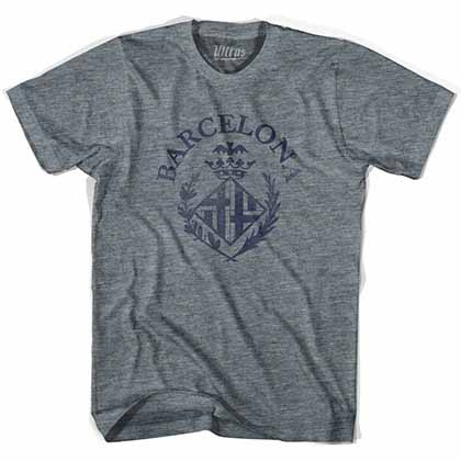 Barcelona Blaugrana Vintage Soccer Crest Gray T-Shirt