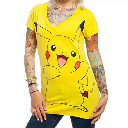Pokemon Pikachu Women's Yellow V-Neck Tee