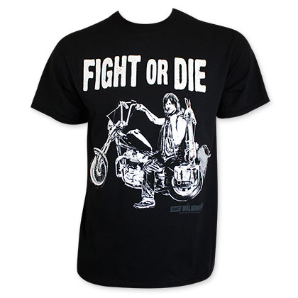 Walking Dead Men's Black Fight Or Die Tee Shirt