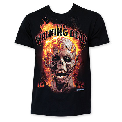 The Walking Dead Flaming Zombie Head Tee Shirt