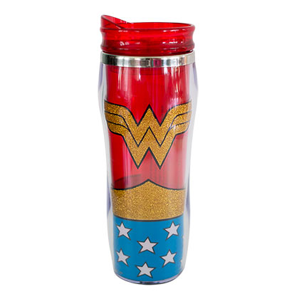 Wonder Woman Glitter Curved Travel Mug