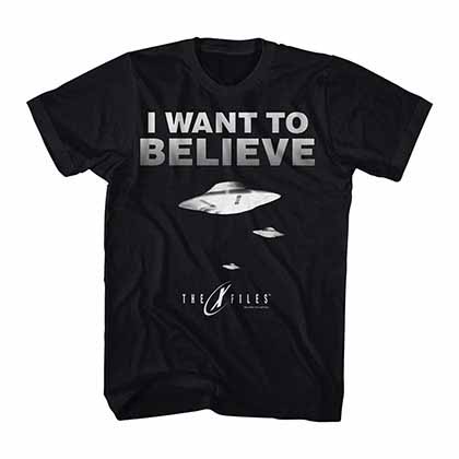 X-Files Believe 3 UFOs Black T-Shirt