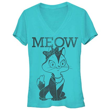 Looney Tunes Meow Blue Juniors V Neck T-Shirt