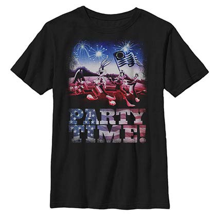 Looney Tunes Hey It's Partytime Black Youth T-Shirt