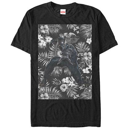 Black Panther Panther Floral Black Mens T-Shirt