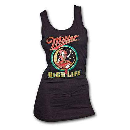 Miller High Life Girl In The Moon Black Womens Graphic Tank Top