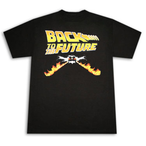 Back To The Future Logo Flames Black Graphic T Shirt