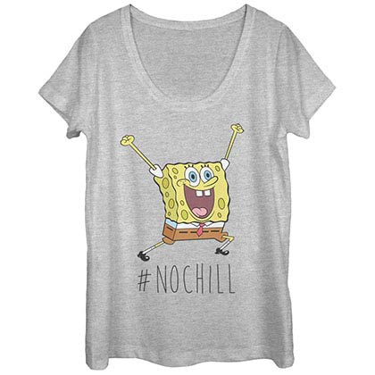 Spongebob Squarepants Nickelodeon No Chill Gray T-Shirt