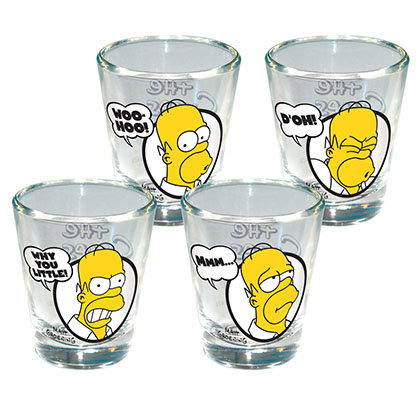 The Simpsons Homer 4 PC Shot Glass Set