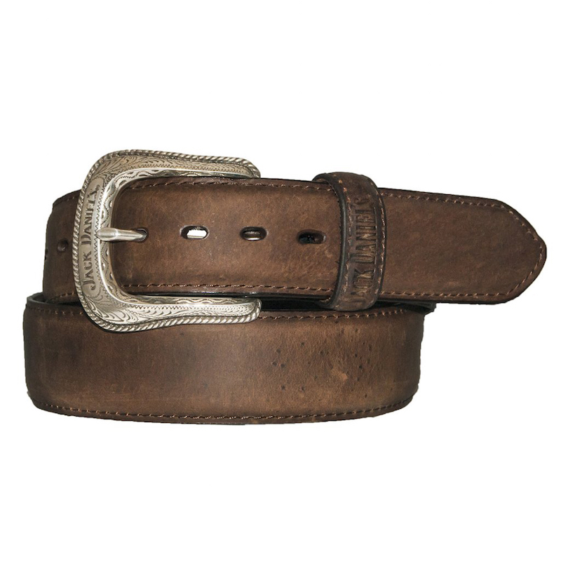 Jack Daniels Silver Plated Buckle Brown Leather Belt Jack Daniels Silver Plated Buckle Brown Leather Belt