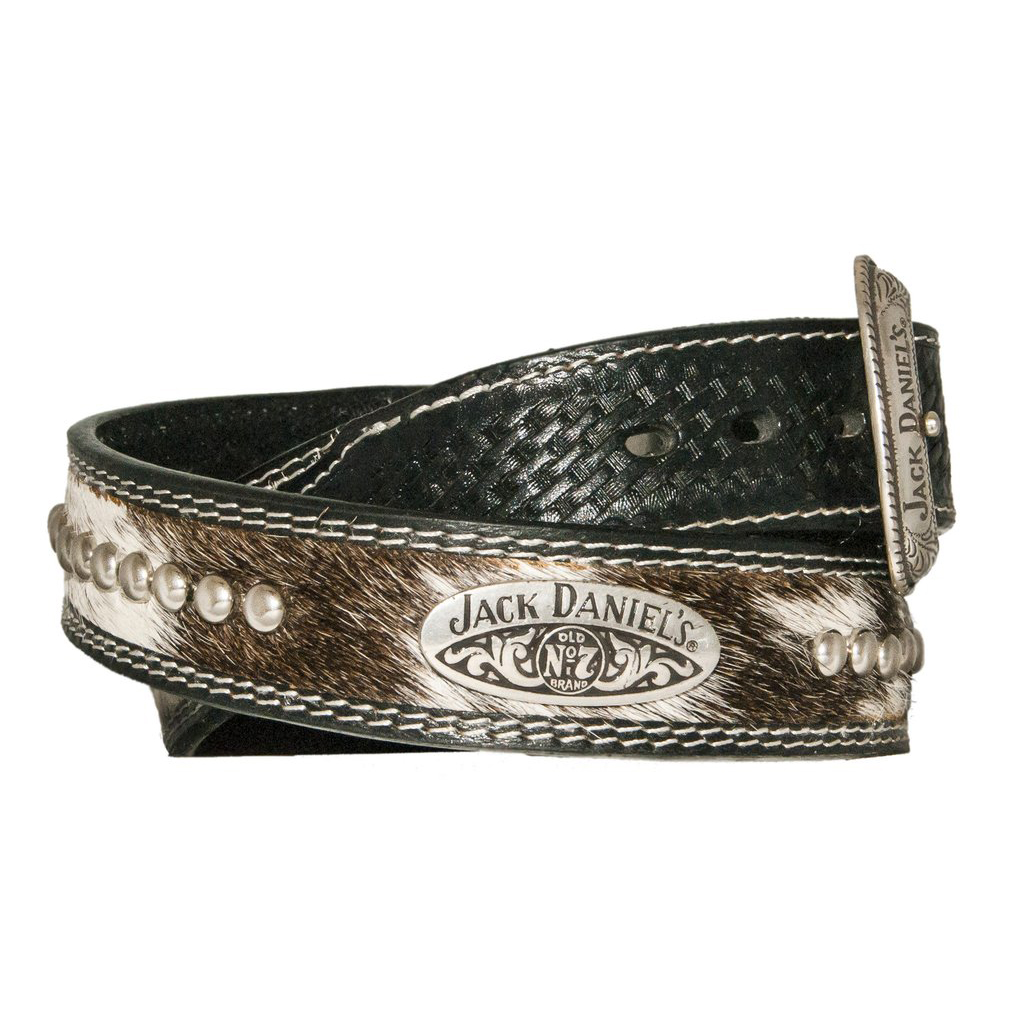 Jack Daniels Hair On Studded Leather Belt Jack Daniels Hair On Studded Leather Belt