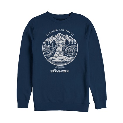 Coors Banquet Waterfall Golden Colorado Navy Blue Crewneck Sweatshirt