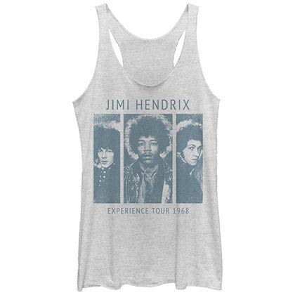 Jimi Hendrix Legends White Juniors Racerback Tank Top