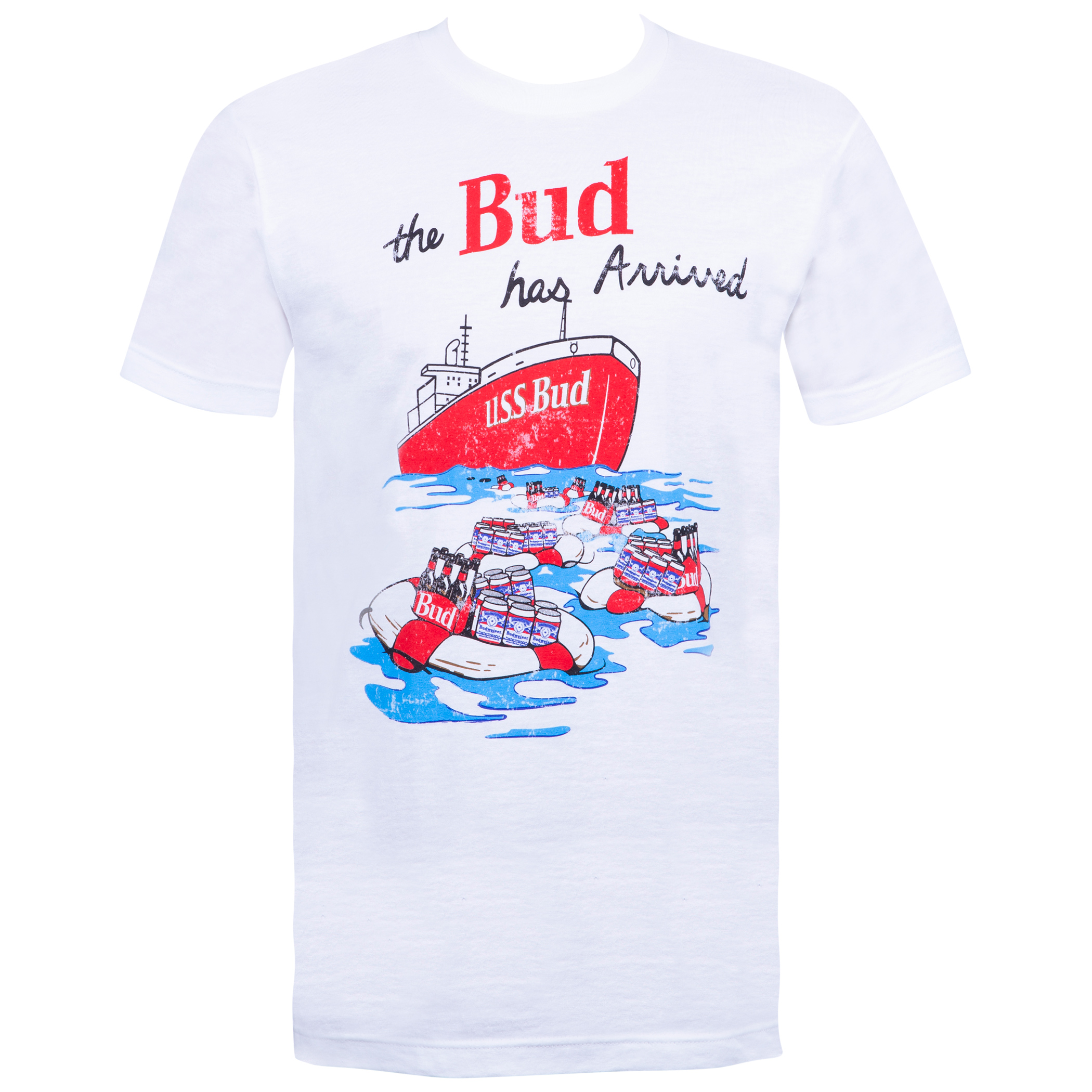 Budweiser Men's White Retro USS Bud T-Shirt