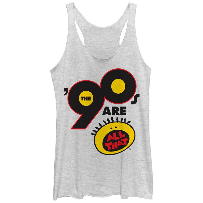 All That Nickelodeon All That 90s White Juniors Racerback Tank Top All That Nickelodeon All That 90s White Juniors Racerback Tank Top