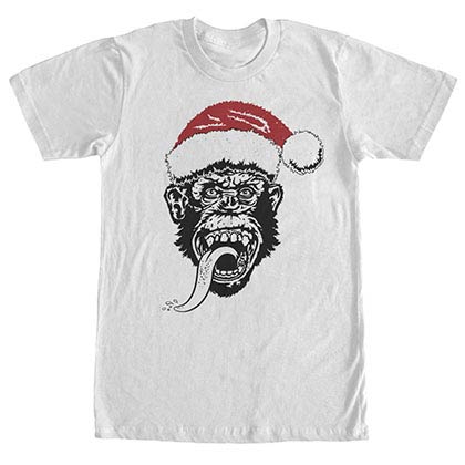 Gas Monkey Garage Santa Monkey Red Hat White T-Shirt