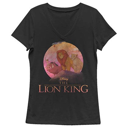 Disney Lion King Logo King Black Juniors V Neck T-Shirt