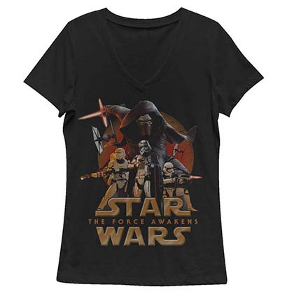 Star Wars Episode 7 New Poster Black Juniors V Neck T-Shirt