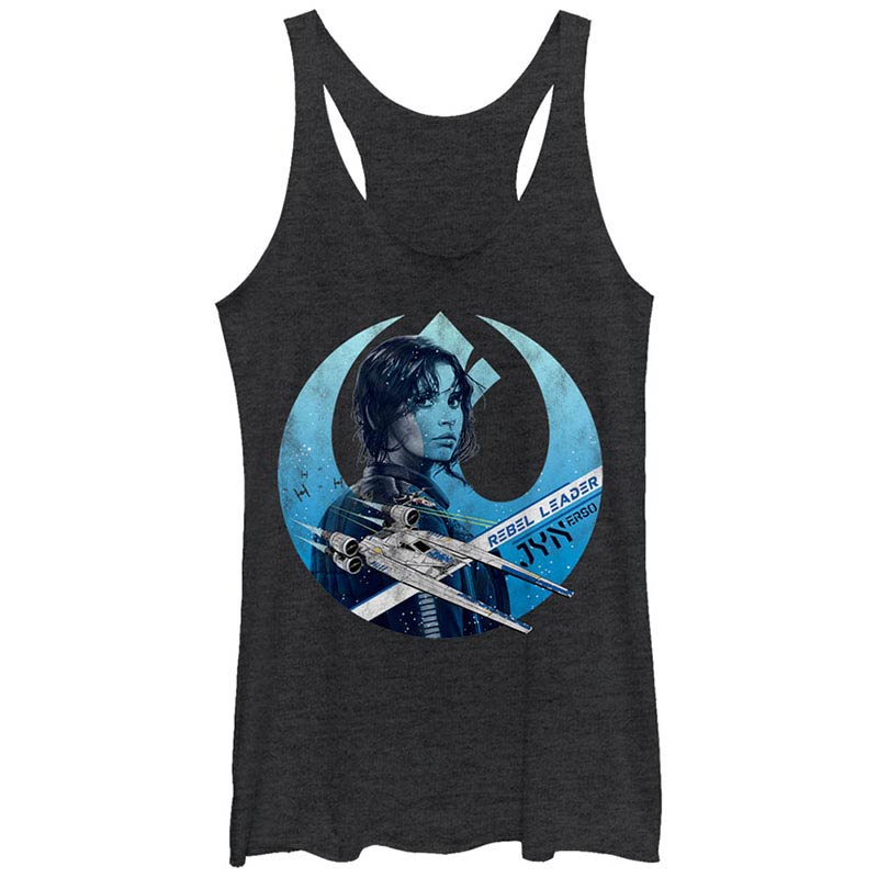 Star Wars Rogue One Rebel Leader Black Juniors Racerback Tank Top Star Wars Rogue One Rebel Leader Black Juniors Racerback Tank Top